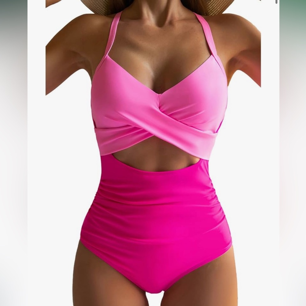 Women’s Two-tone Pink One Piece Swimsuit